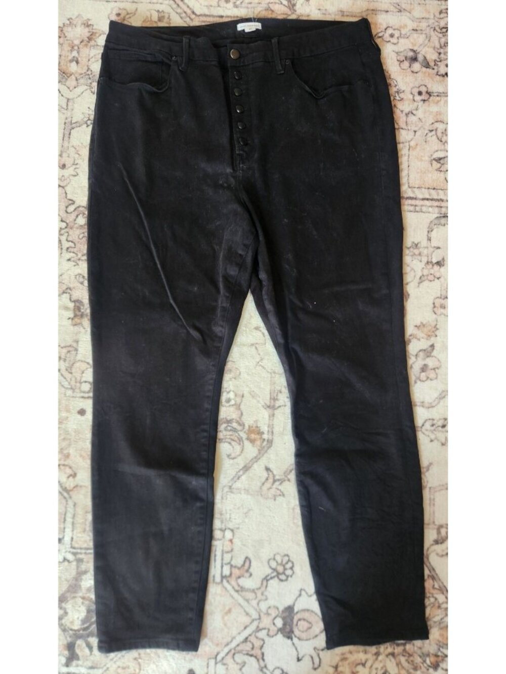 Good American Women's Plus Sz. 22 Button Up Closure Skinny Leg Black Jeans